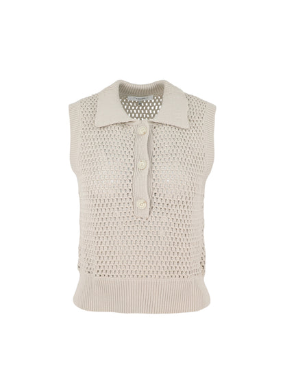 Frame The Polo Vest in Taupe