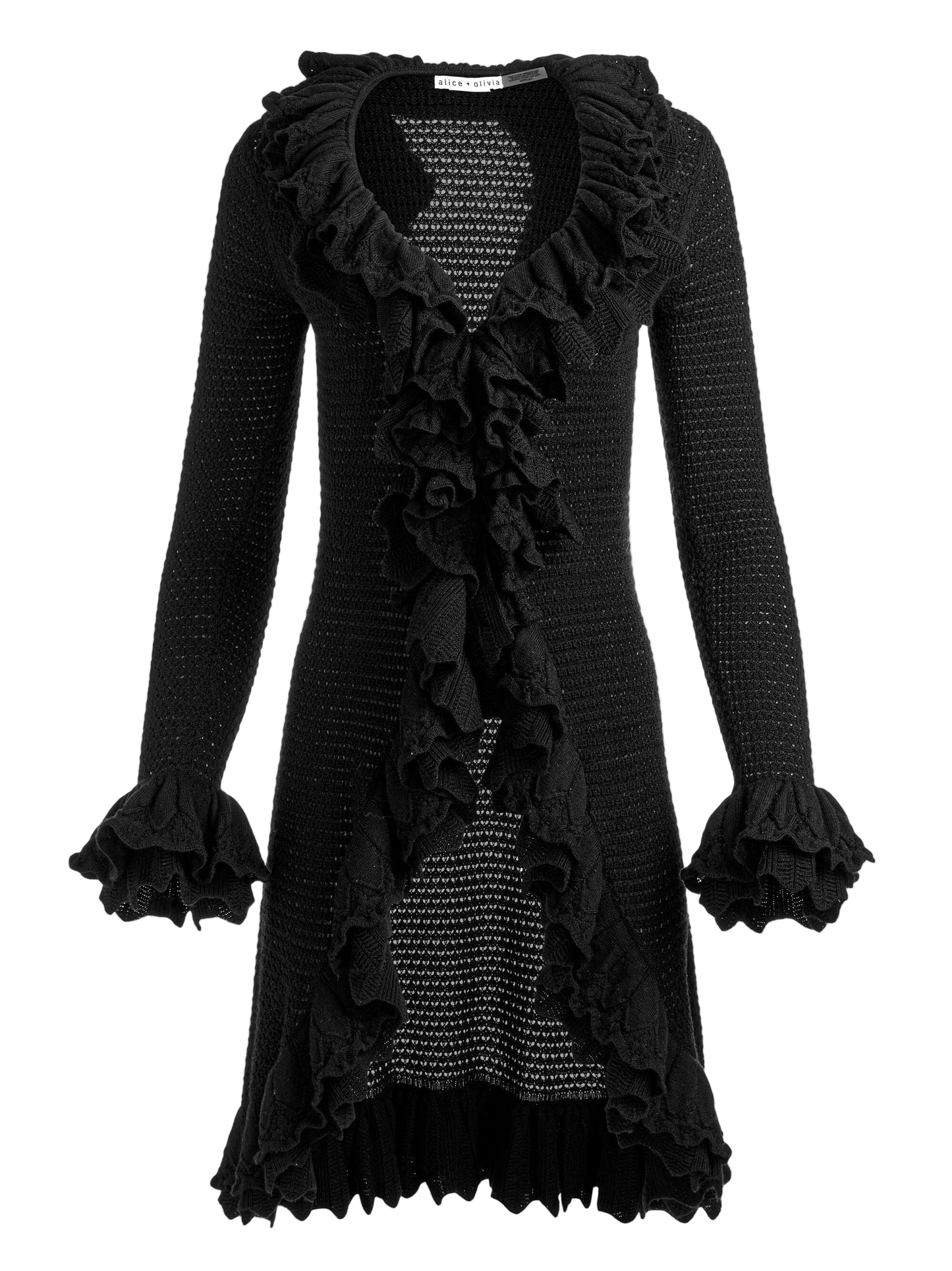 Alice + Olivia Yara Ruffle Cardigan in Black
