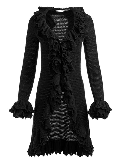 Alice + Olivia Yara Ruffle Cardigan in Black