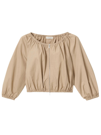Lafayette 148 Organic Cotton Poplin Cropped Jacket in Clay