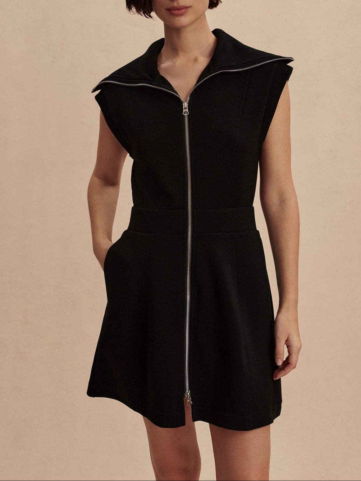 Varley Rebecca Zip Through Dress in Black
