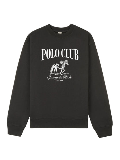 Sporty & Rich Stallion Crewneck in Faded Black