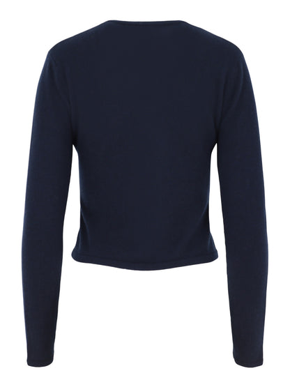 Autumn Cashmere Fitted High V Cardigan in Navy