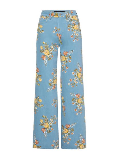 Veronica Beard Taylor Floral Wide-Leg Jean in Garden Bouquet
