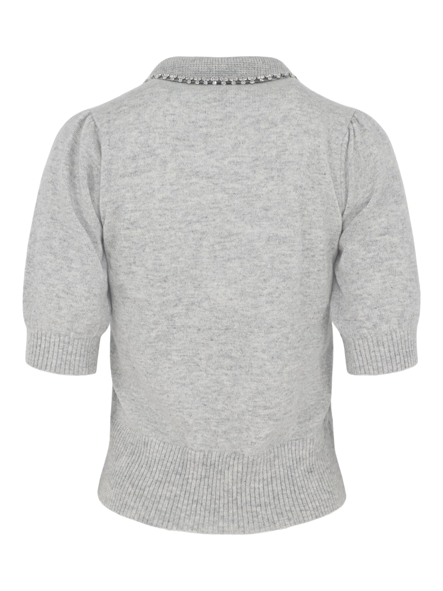 Autumn Cashmere Peter Pan Collar Sweater Shirt With Rhinestone Trim