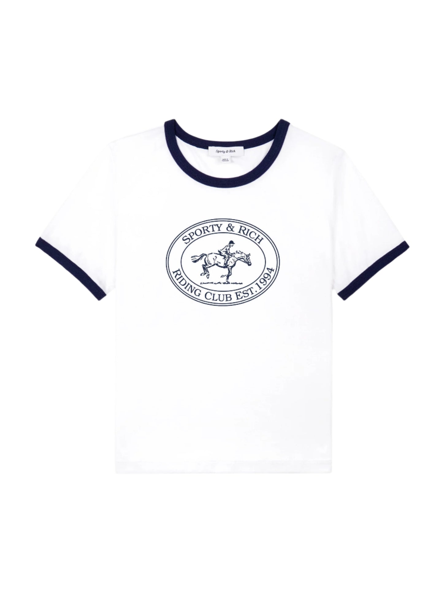 Sporty & Rich Riding Club Ringer Tee in White