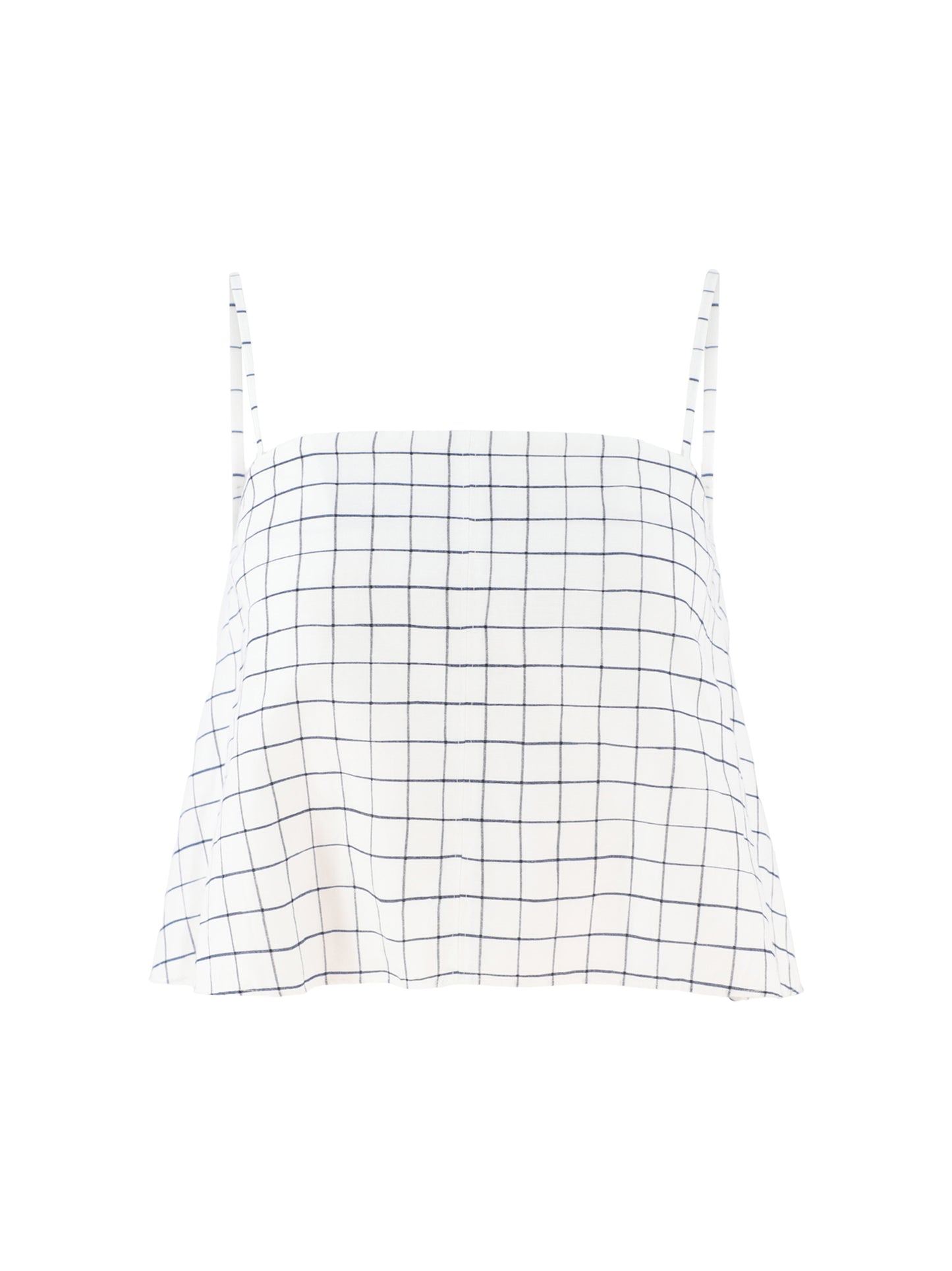 Vince Trellis Plaid Strapless Tie Back Top in Off White/Navy