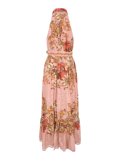 Hemant and Nandita Sula Long Shirt Dress With Buckle Belt in Dusty Pink