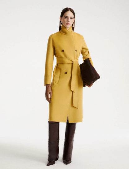 Marella Double-Sided Pure Wool Coat in Mustard