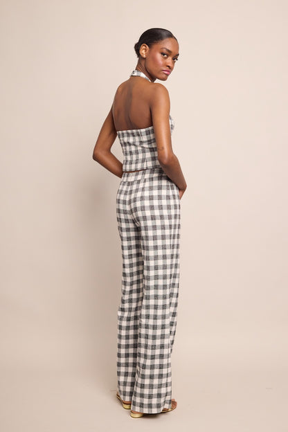 Cara Cara Mayflower Pants in Black Ivory Boucle Grid