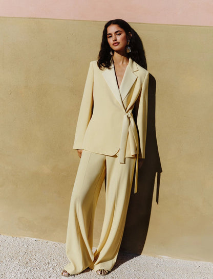 Marella Envers Satin Blazer in Yellow