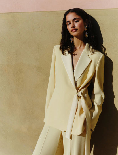 Marella Envers Satin Blazer in Yellow
