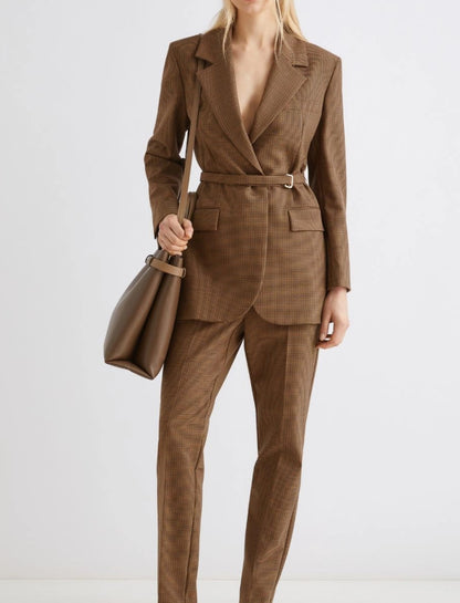 Marella Stretch Blazer in Camel Pied
