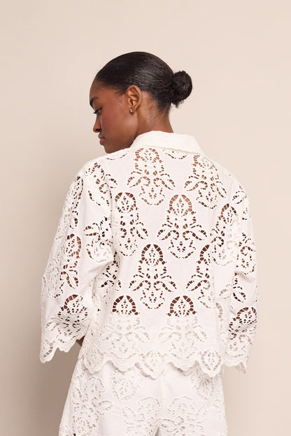 Cara Cara Erica Shirt in White Embroidered Eyelet