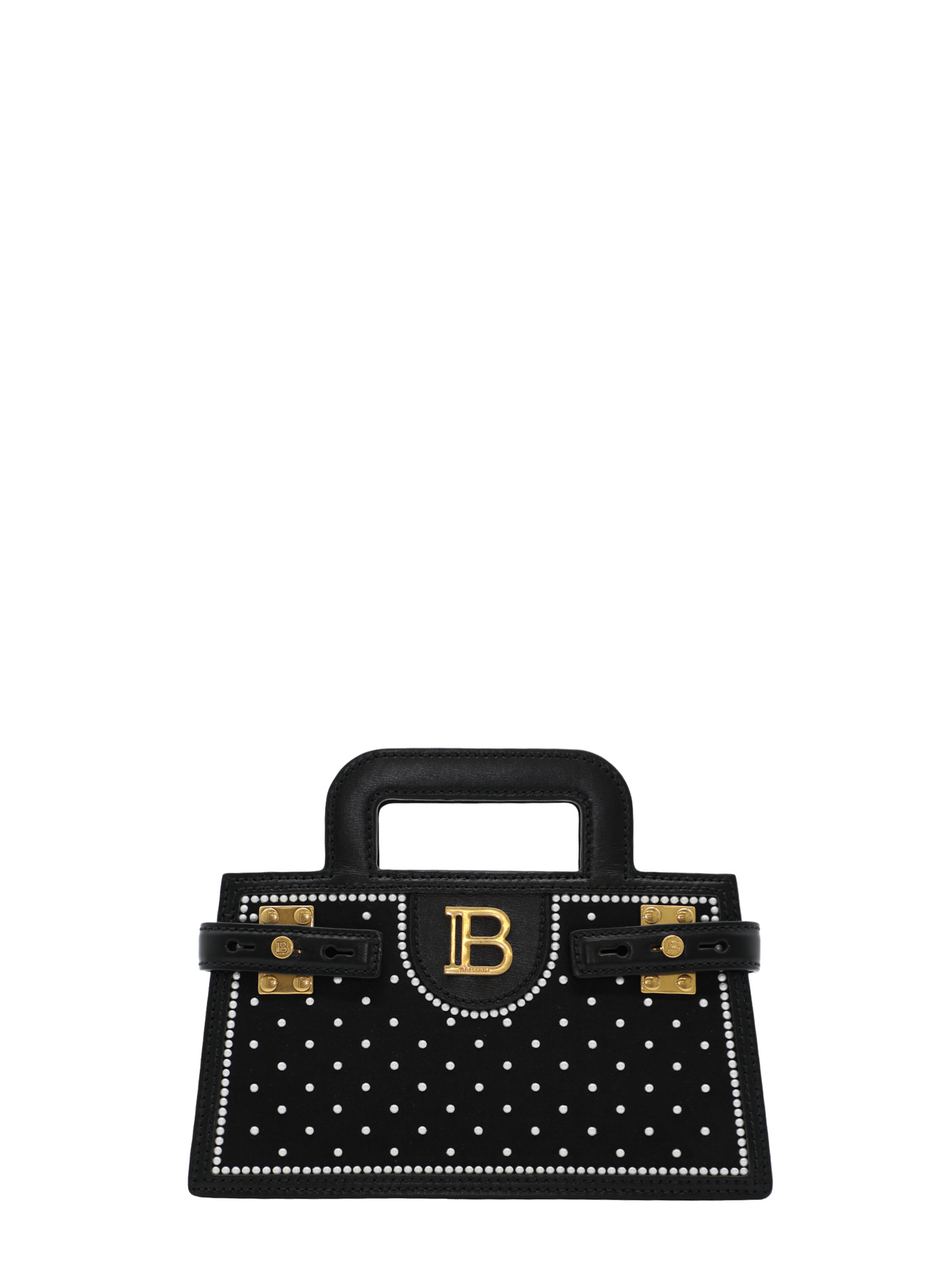 Balmain B-Buzz Small Top Handle-Pearl Embellished Satin Bag
