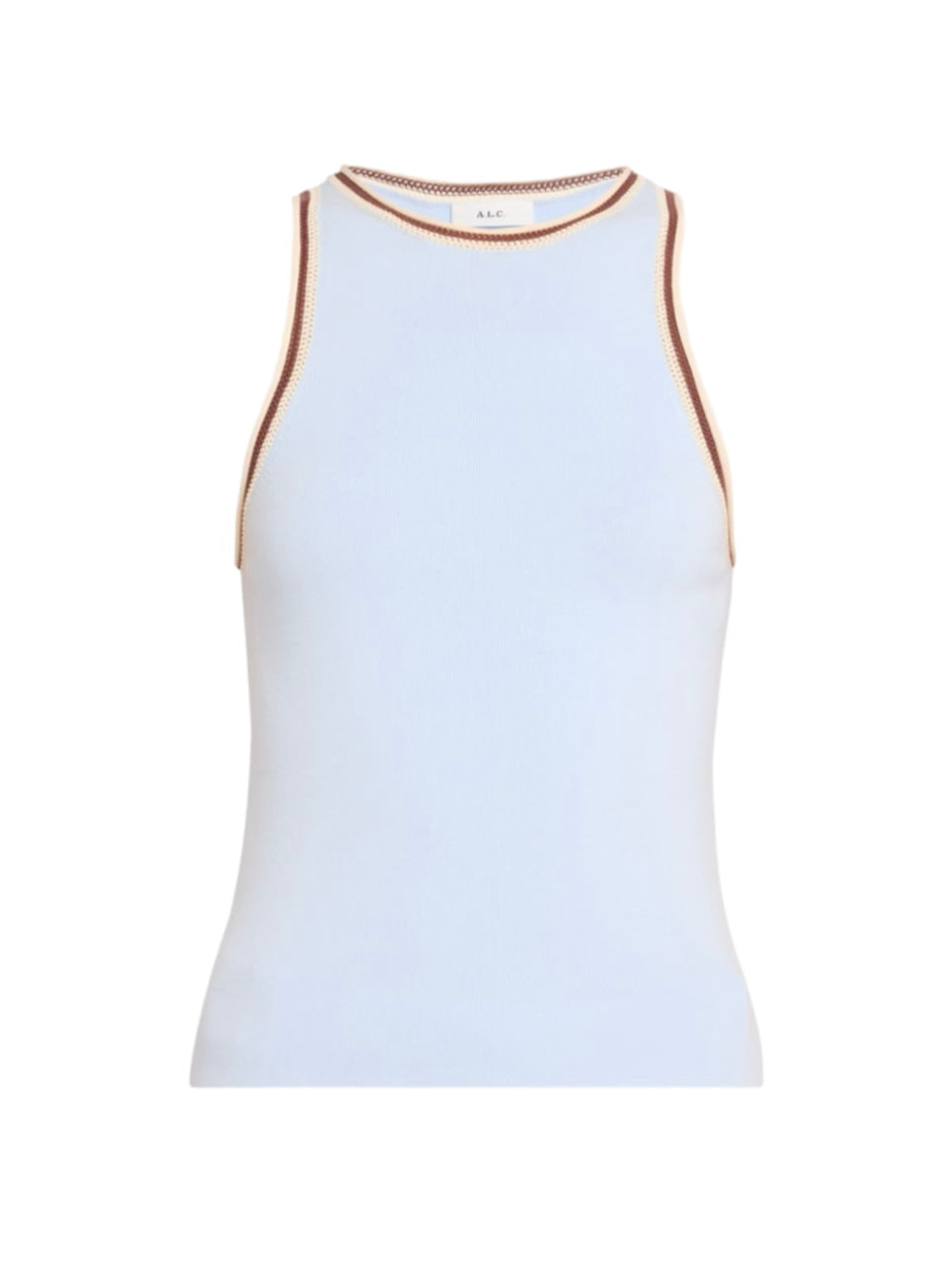 A.L.C. Nelly Contrast Trim Knit Tank Top in Soft Blue