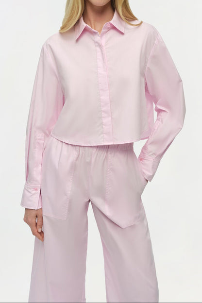 Simkhai Renata Cropped Button Down Shirt in Tulip