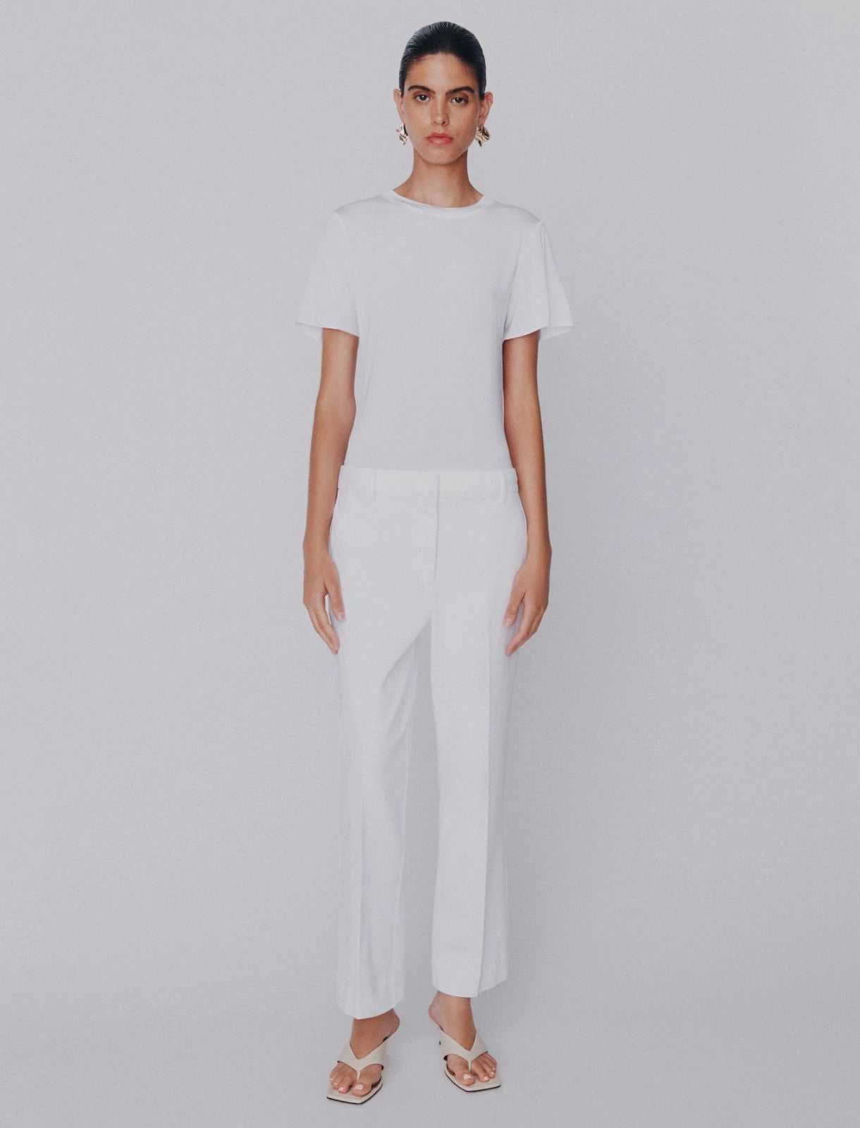 Marella MLSMAESTA Twill Wide Crop Pants in White