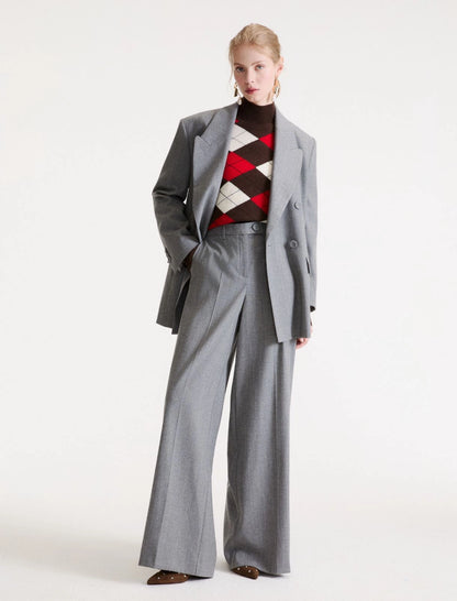 Marella Long Trouser in Melange Grey