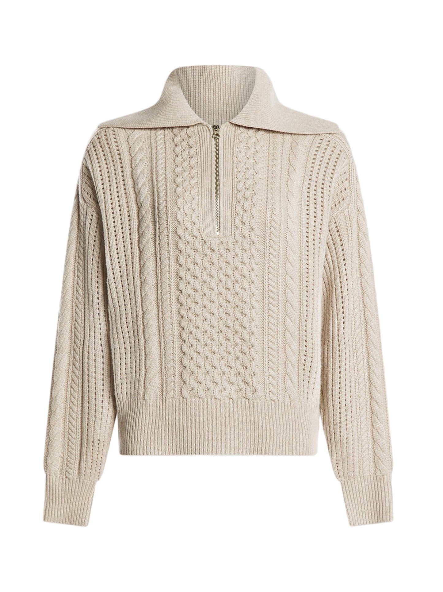 Varley Camello Cable Half Zip 2.0 in Parchment