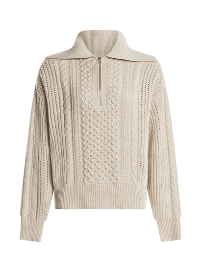 Varley Camello Cable Half Zip 2.0 in Parchment