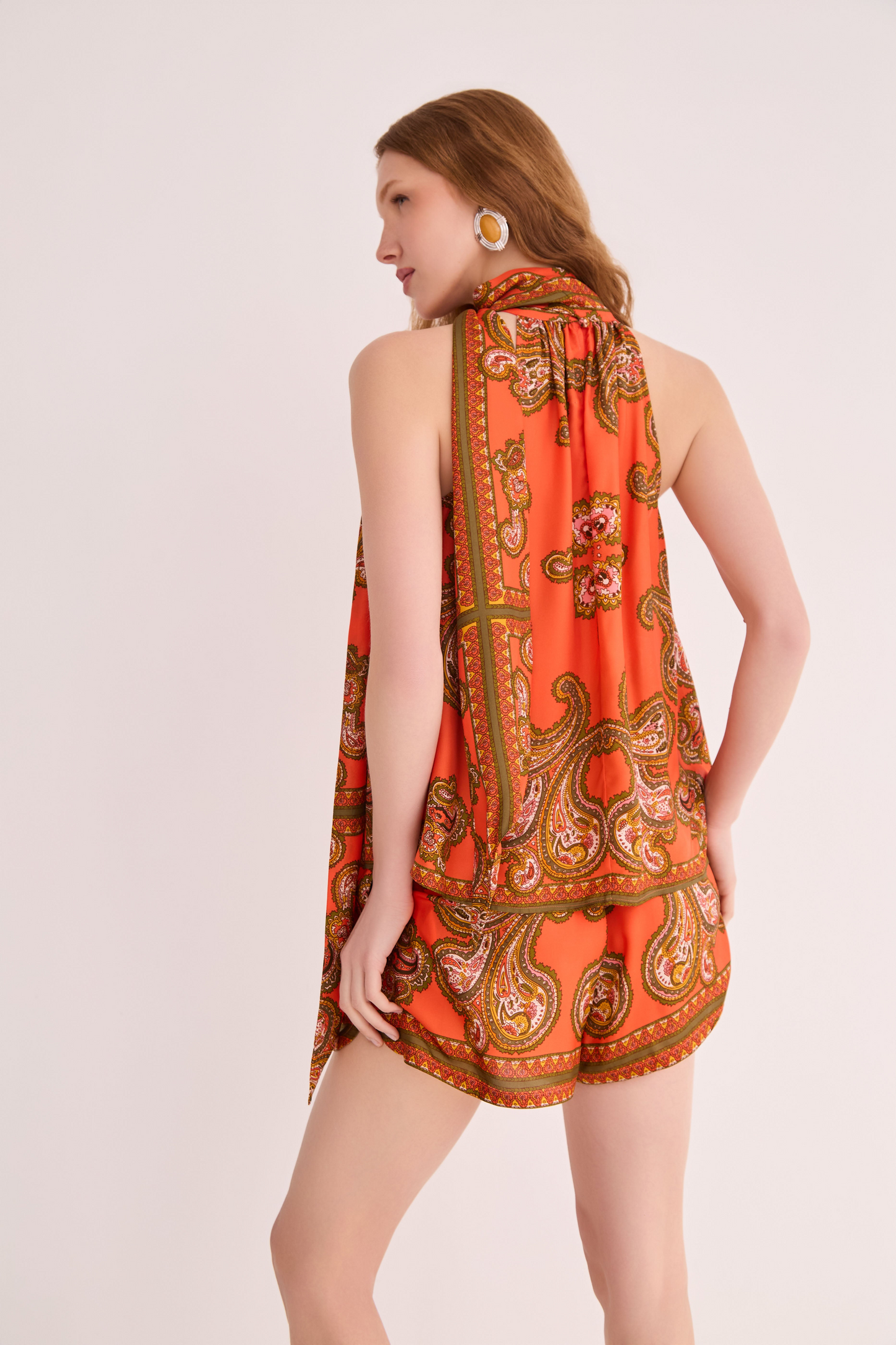 Cara Cara Sundance Halter Top in Sierra Paisley Orange