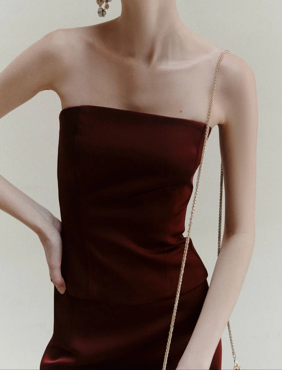 Marella Corset Top in Bordeaux