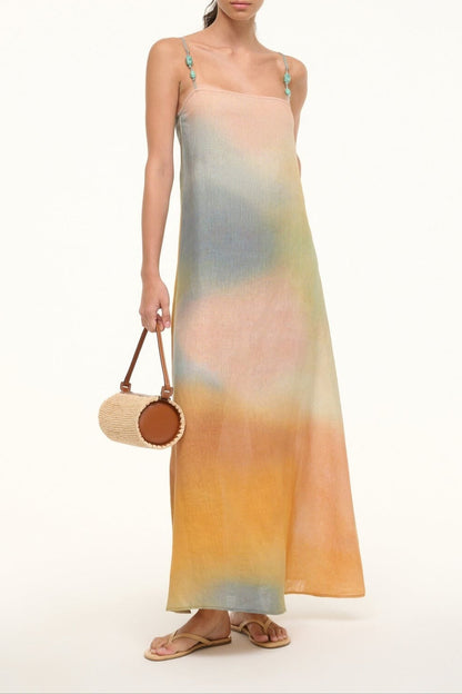Staud Laura Linen Dress in Pastel Clouds