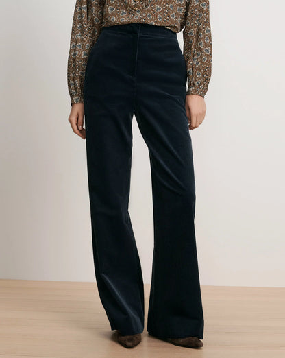 Veronica Beard Holt Corduroy Wide-Leg Pant in Heritage Navy