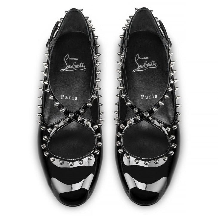 Christian Louboutin Pilouta Jane Spikes Flat Ballerinas in Black | In-Store Only