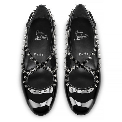 Christian Louboutin Pilouta Jane Spikes Flat Ballerinas in Black | In-Store Only