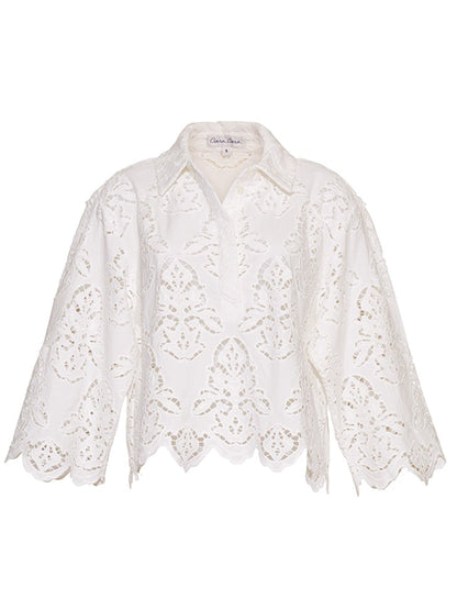 Cara Cara Erica Shirt in White Embroidered Eyelet
