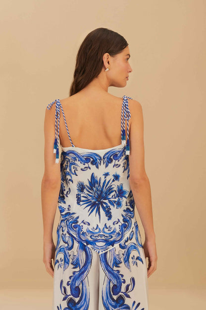 Farm Rio Off-White Garden Tiles Blouse