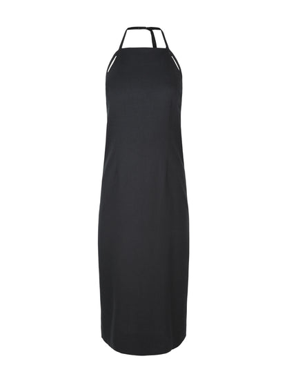 Vince Apron Halter Dress in Black