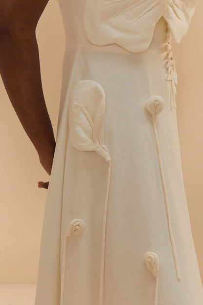 Farm Rio Garden Sleeveless Midi Dress in Off-White