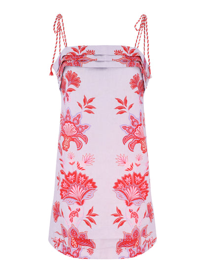 Farm Rio Mini Sleeveless Dress in Porcelain Garden Lilac