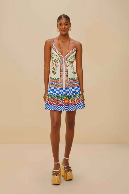 Farm Rio Off-White Picnic Peppers Ainika Organic Cotton Mini Dress