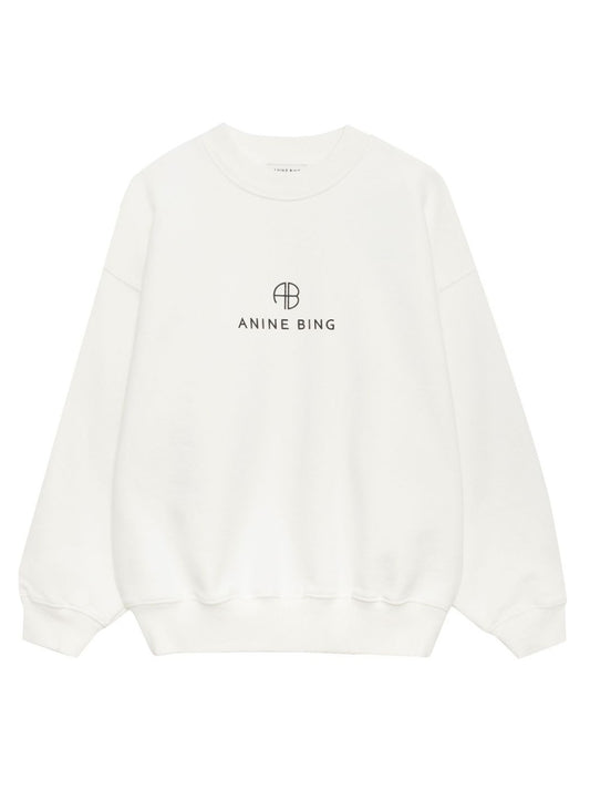 Anine Bing Jaci Monogram Sweatshirt in Ivory