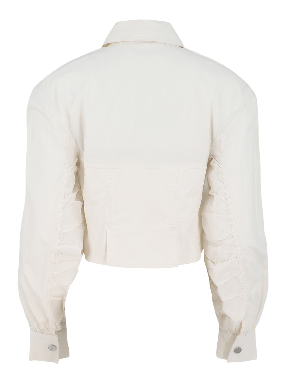 Ganni Washed Stretch Cotton Bomber Jacket in Egret