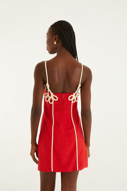 Farm Rio Red Linen Mini Dress