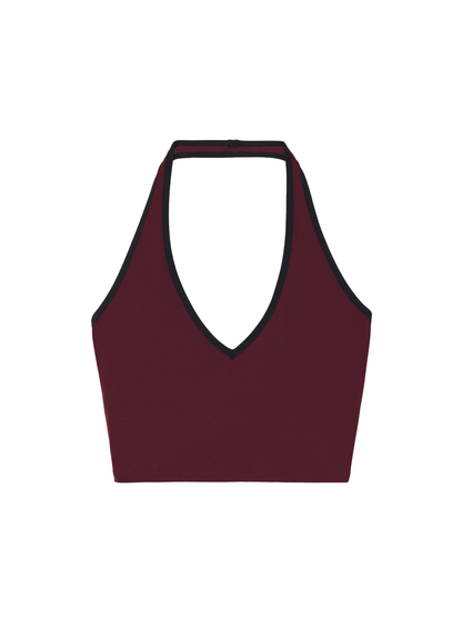 Splits59 Rory Airweight Halter Bralette in Dark Cherry/Black