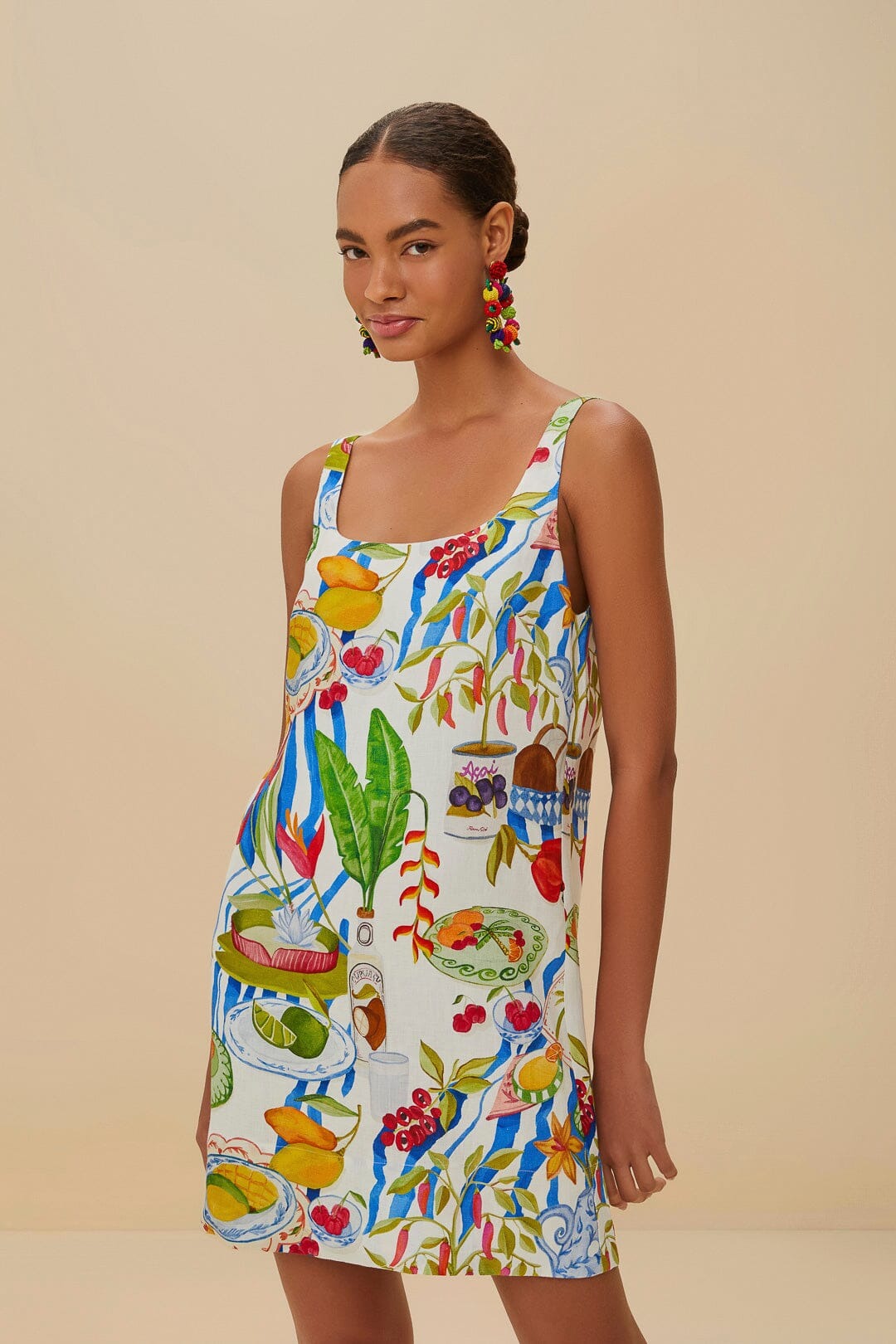 farm rio linen mini dress Farm Rio Off-White Fresh Table Euroflax™ Premium Linen Mini Dress
