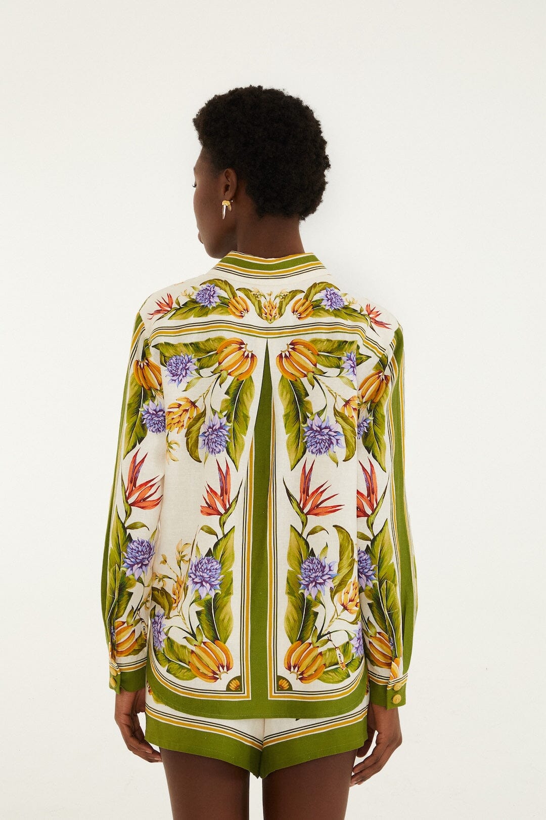 Farm Rio Shirt in Tropical Scarf Sand