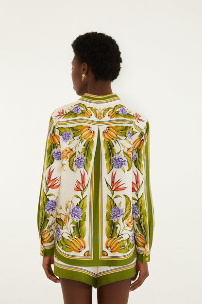 Farm Rio Shirt in Tropical Scarf Sand