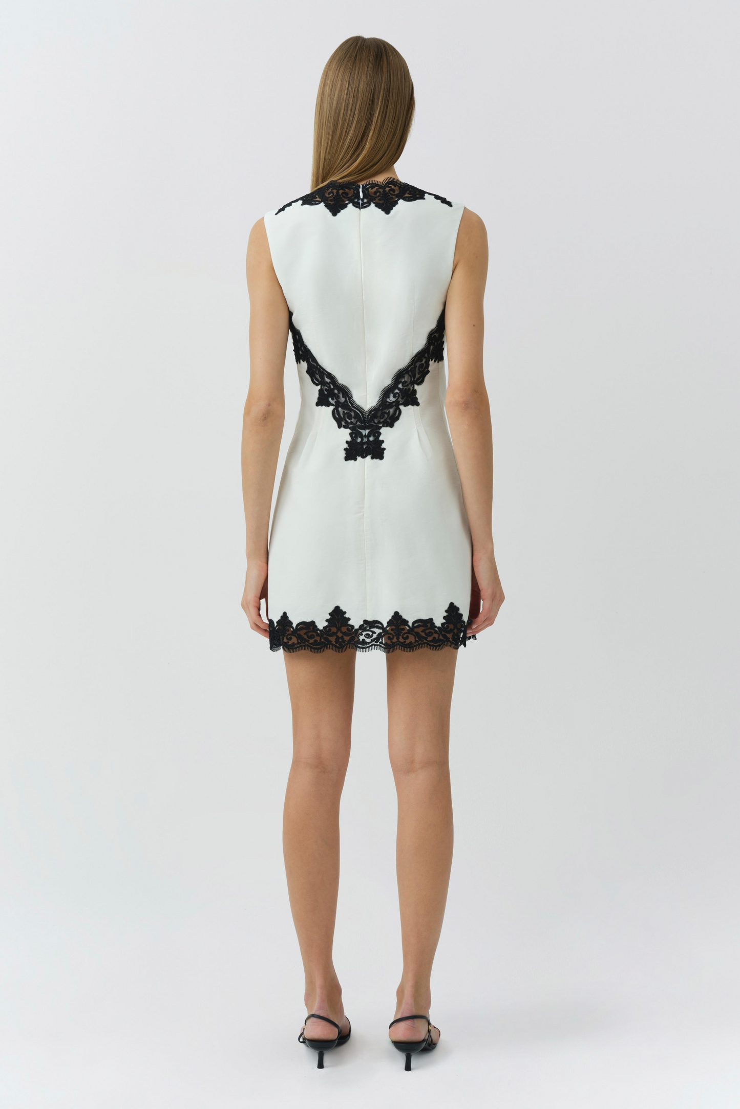 Simkhai Minna Cotton Faille Lace Mini Dress in Ivory Multi