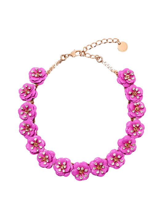 Carolina Herrera Flower/Crystal Necklace in Rose