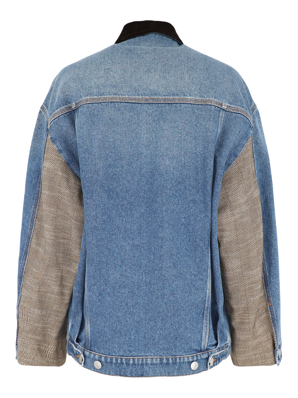 Stella McCartney Tweed And Denim Jacket in Vintage Blue Denim