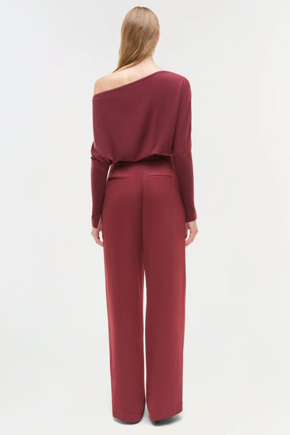Simkhai Lavina Draped Off Shoulder Sweater in Cranberry