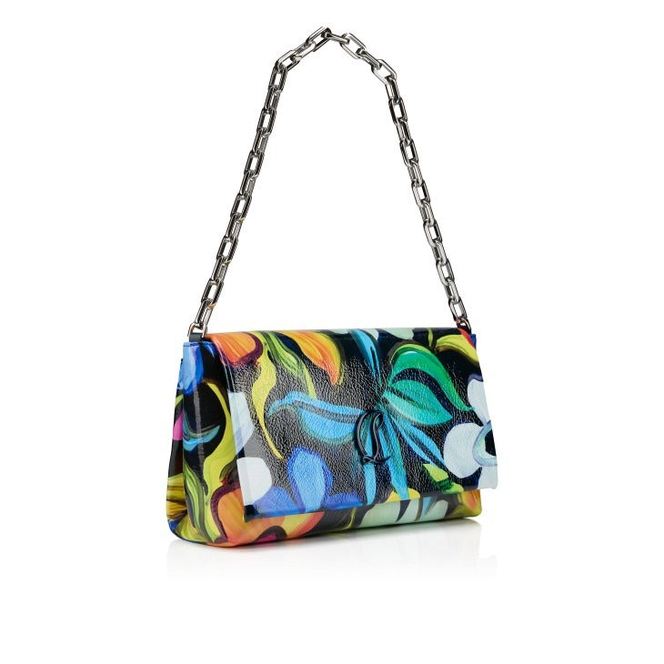 Christian Louboutin Loubi54 Soft Pouch Naplak in Flower Multi/Navy