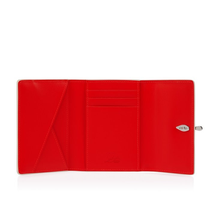 Christian Louboutin Bettina Trifold Card Holder in Calf Paris Suzuran/Silver | In-Store Only